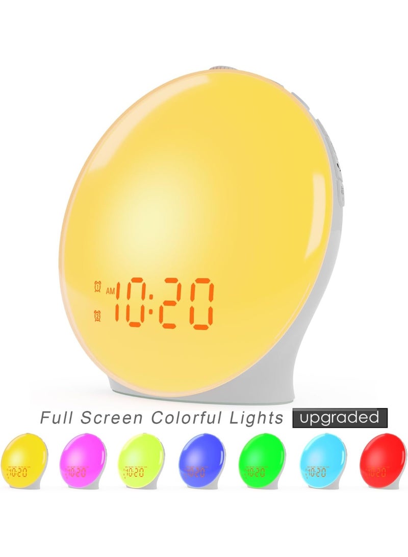 Wake Up Light Sunrise Alarm Clock for Kids, Heavy Sleepers, Bedroom, with Sunrise Simulation, Sleep Aid, Dual Alarms, FM Radio, Snooze, Nightlight, Daylight, 7 Colors, 7 Natural Sounds, Ideal for Gift - Image 2